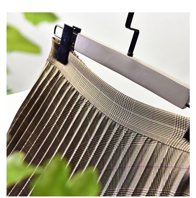 Women's Clothing Chic temperament slim plus size pleated skirt autumn and winter new high waist A line skirt women's medium and long_autovado.com