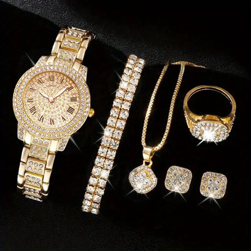 Women's watch five-piece set diamond women's watch ladies fashion Roman quartz watch wristwatch_autovado.com