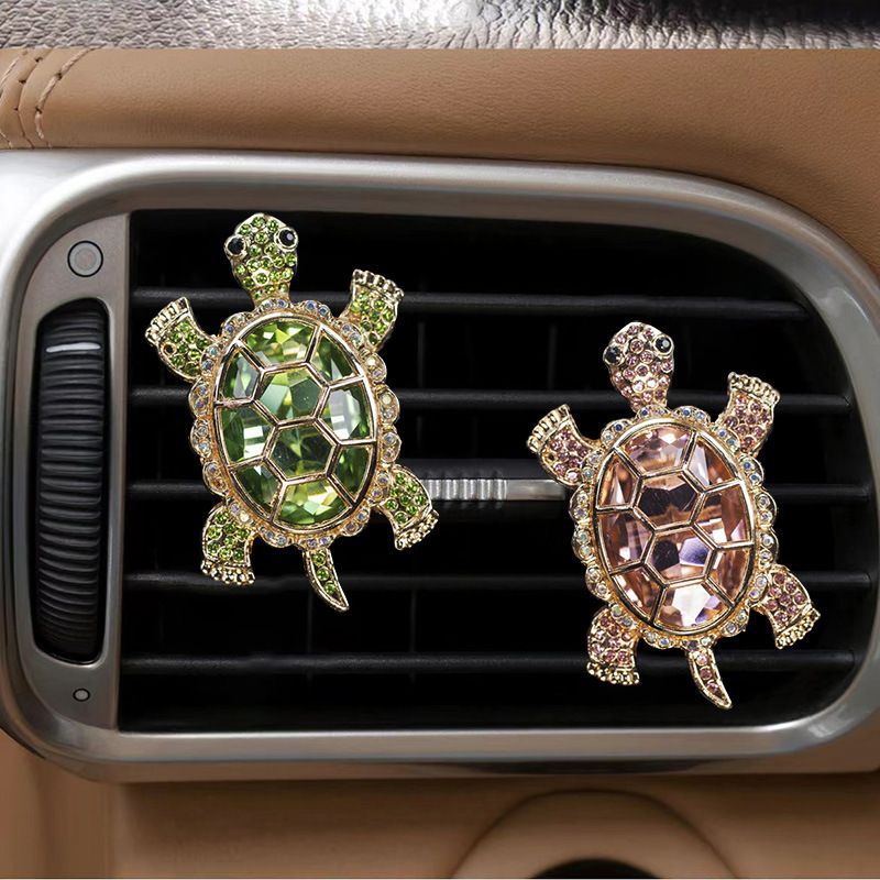 New Crystal Shining Cute Tortoise Perfume Clip Creative Car Fragrance Decoration_autovado.com