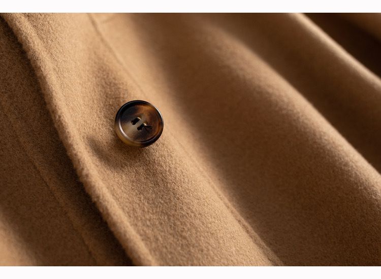 Women's Clothing quality double sided wool coat with hood and short button for women_autovado.com