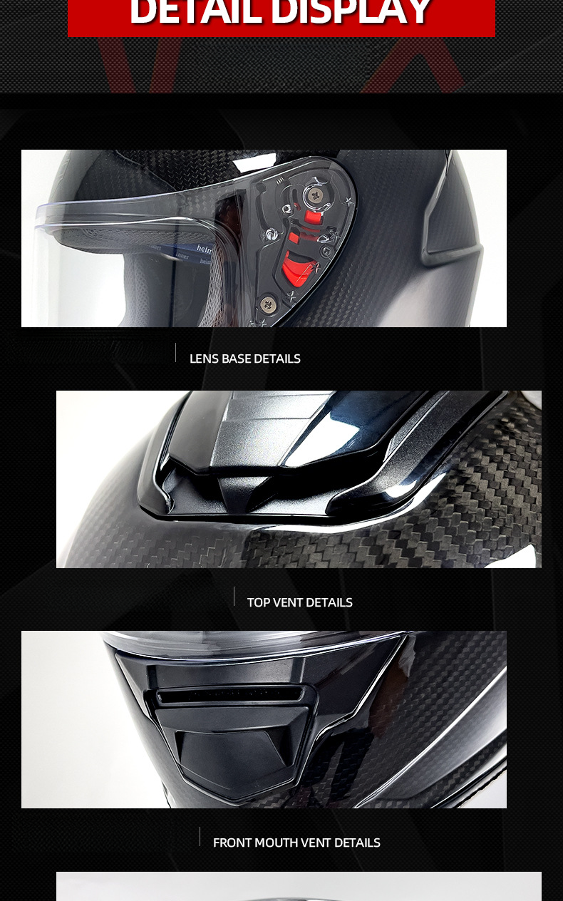 Qike Carbon Fiber Motorcycle Personalized Lightweight Coverage Four Seasons Universal Ultra Light Men's Full Helmet_autovado.com