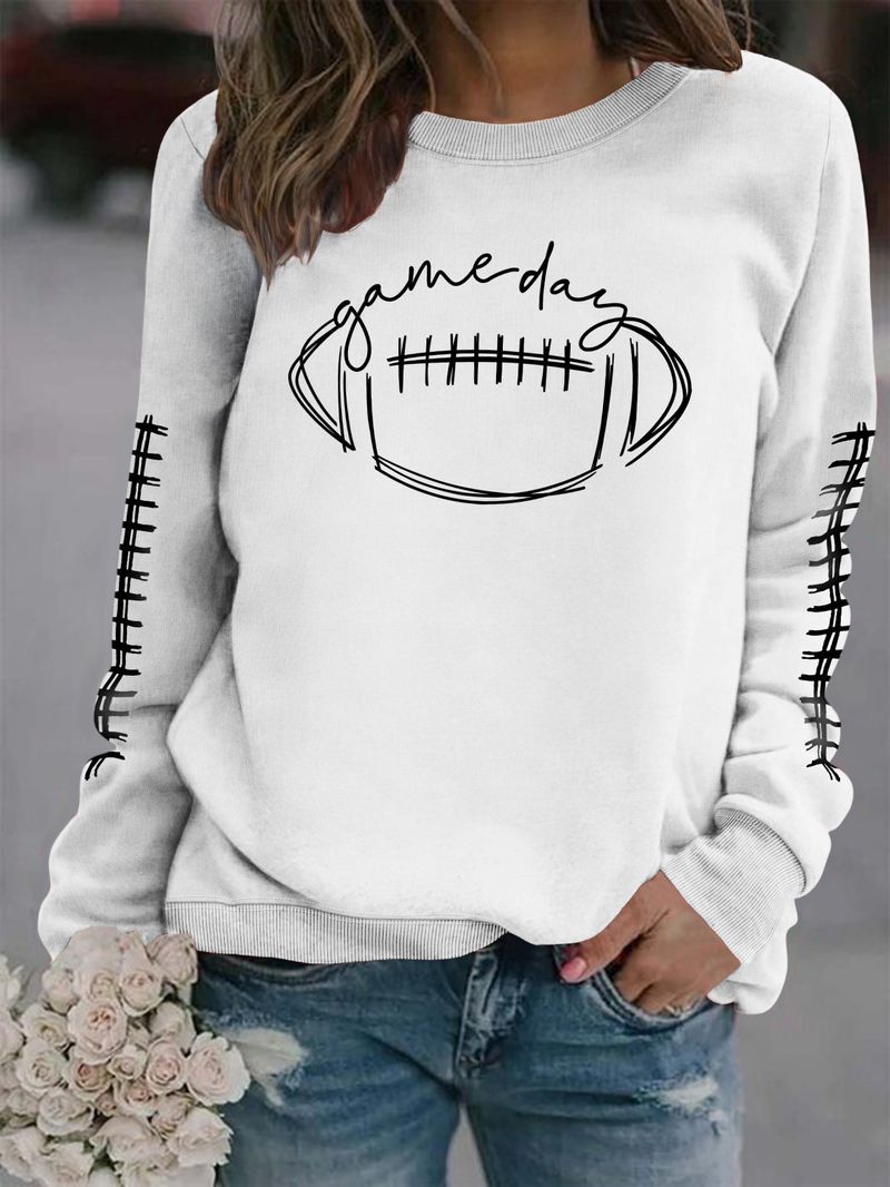 Women's Clothing new autumn game day print fashion sweater spot trend long sleeve_autovado.com