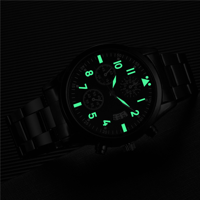 Steel band luminous calendar men's business fashion watches multi-functional sports watches men's_autovado.com