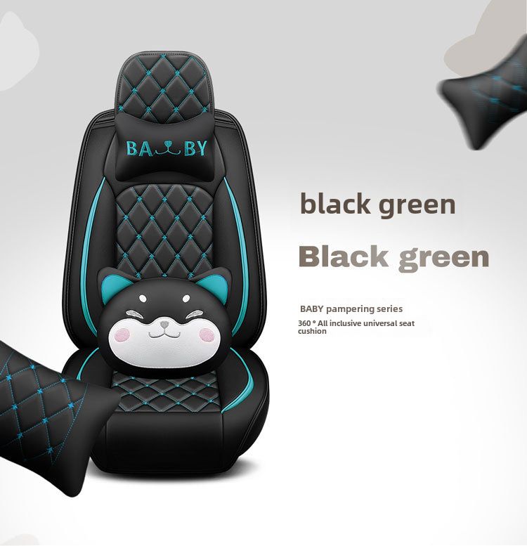 New Crown All-inclusive Full Leather Diamond Four Seasons Car Cushion Four Seasons Universal Dog Head Cartoon Car Seat Cover_autovado.com