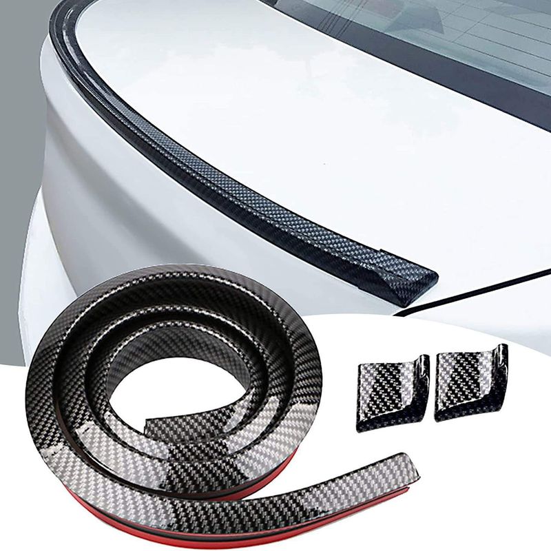 Car 3D Pattern Rubber Spoiler No Drilling Required Universal Carbon Fiber Diffuser Anti-Collision Strip_autovado.com
