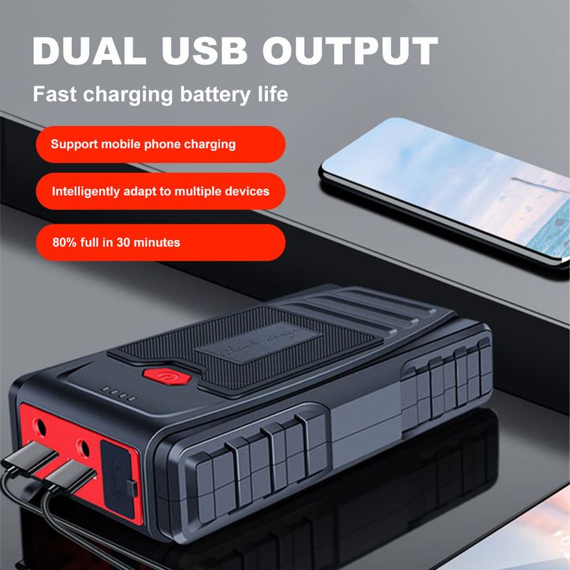 12V Jumper Tire Air Pump Booster Portable USB Car Emergency Starter Power Bank Phone Charger_autovado.com