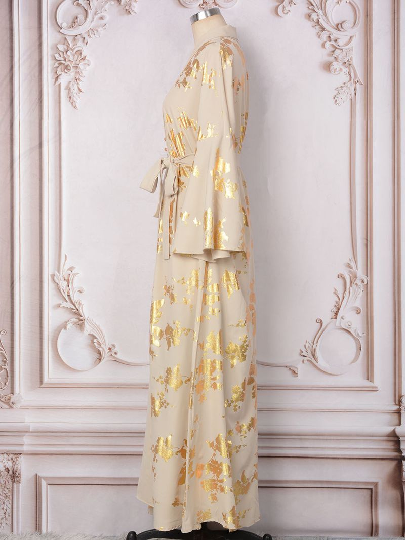 Women's Clothing Middle Eastern Muslim women's fashion new style gold stamped evening dress Arabic dress Kaftan robe_autovado.com