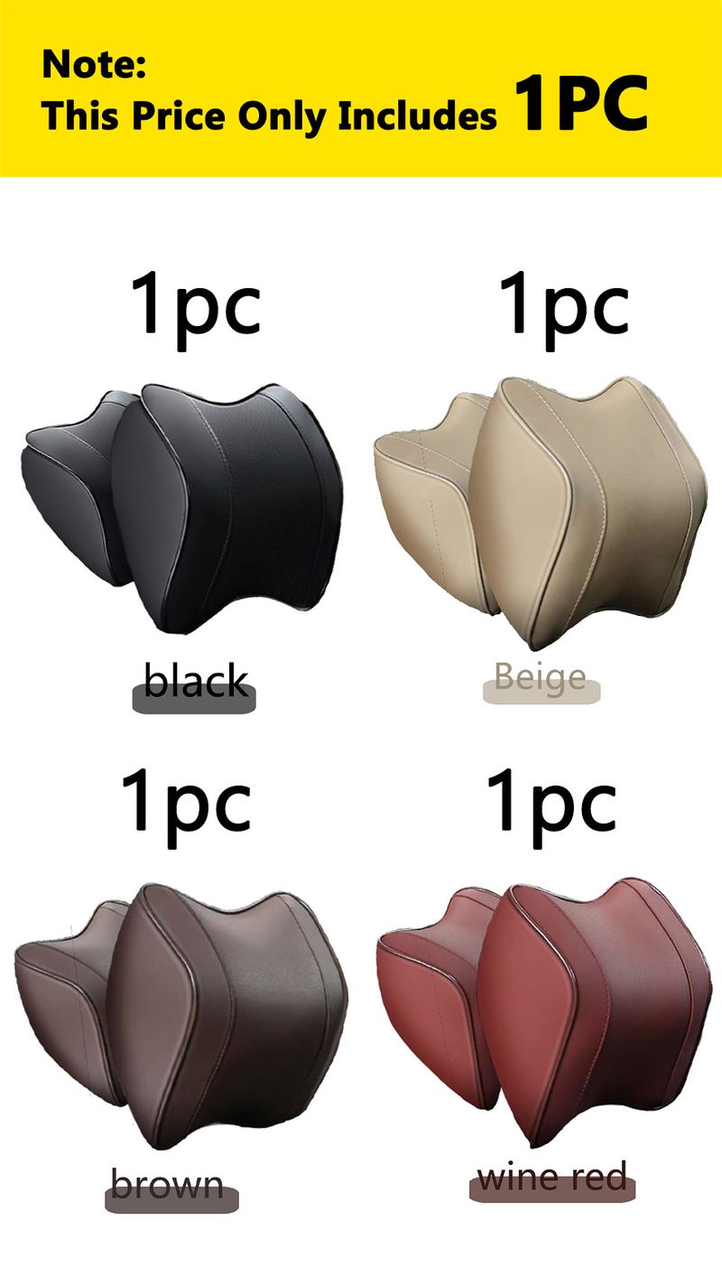 Car Memory Cotton Neck Pillow Four Seasons Universal Support Breathable Relieve Pressure Leather Headrest Automotive_autovado.com