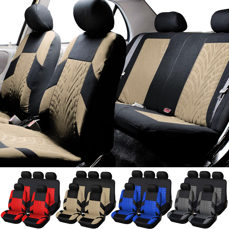 Fuzhongfu 9Pcs Car Seat Covers Set Comfortable Seating Polyester Front Rear Universal Fit Car Seat Covers Full Set for Automobile SUV Minivan_autovado.com