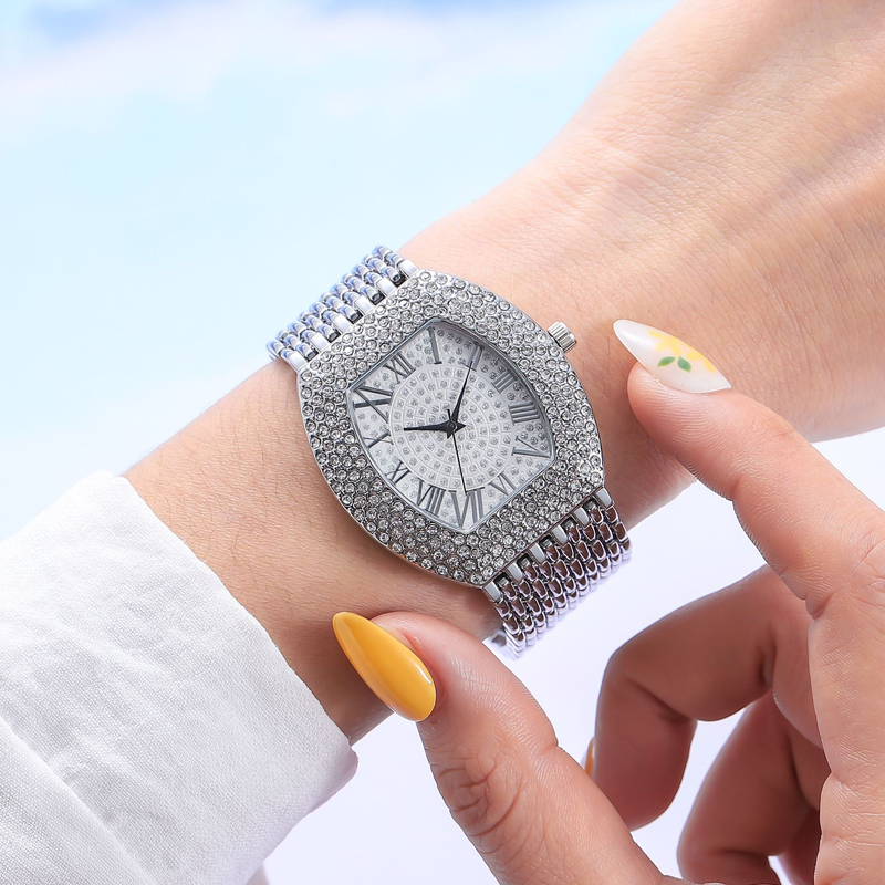 New Style Fashion Steel Band Diamond Wine Bucket Women's Sky Star Roman Quartz Wrist Watch_autovado.com