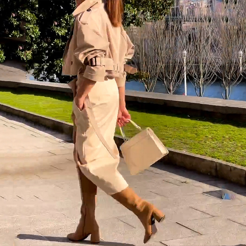 Women's Clothing New Versatile Casual Workwear Temperament Button Belt Suit Skirt_autovado.com