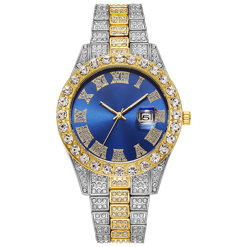 Men's And Women's Watch Steel Band Hiha Roman Scale Diamond Calendar Student Quartz Wristwatch_autovado.com