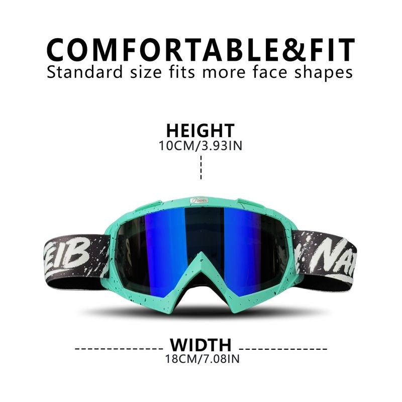 NAFEIB Motorcycle Goggles - Dirt Bike Snow Goggles For Men & Women, Anti-Fog UV Protection Riding Glasses With Interchangeable Lenses_autovado.com