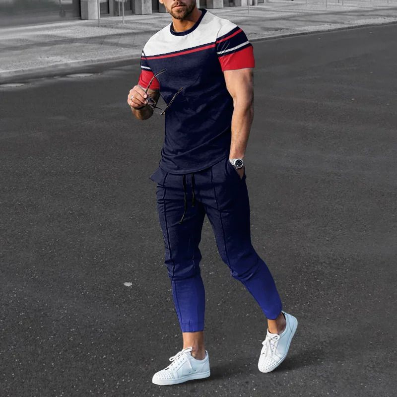 Men's Clothing loose sports suit 3D digital printing personalized fashion short-sleeved trousers_autovado.com