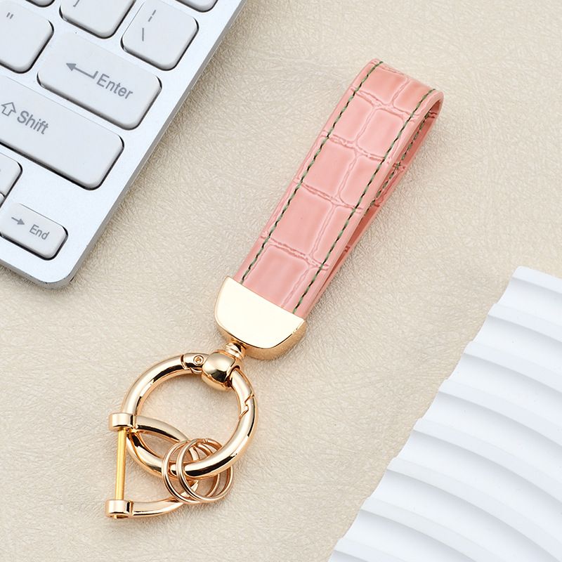 Fashion High End Car Anti Lost Key Ring Simple Leather Key Chain Pendant Creative Couple Business Key Chain_autovado.com