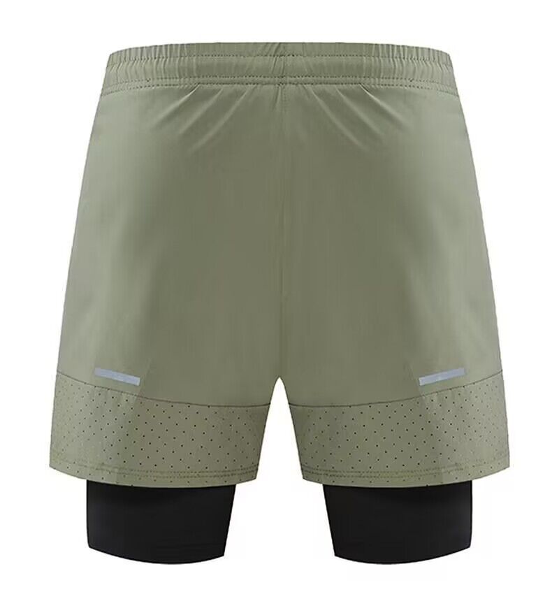 Men's Clothing Two-Piece Sports Shorts Training Pants Fitness Running Marathon Shorts Foot Blue Shorts_autovado.com