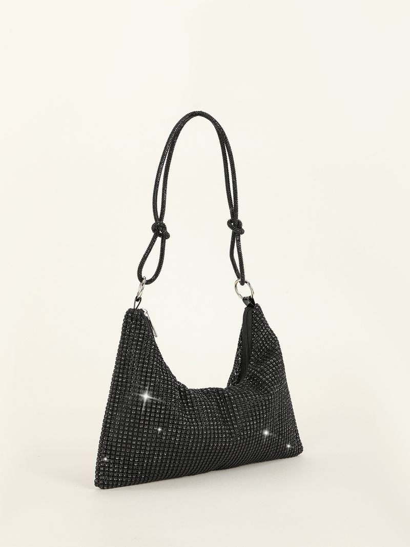 rhinestone knotted armpit bag diamond-studded trendy niche shoulder evening bag_autovado.com
