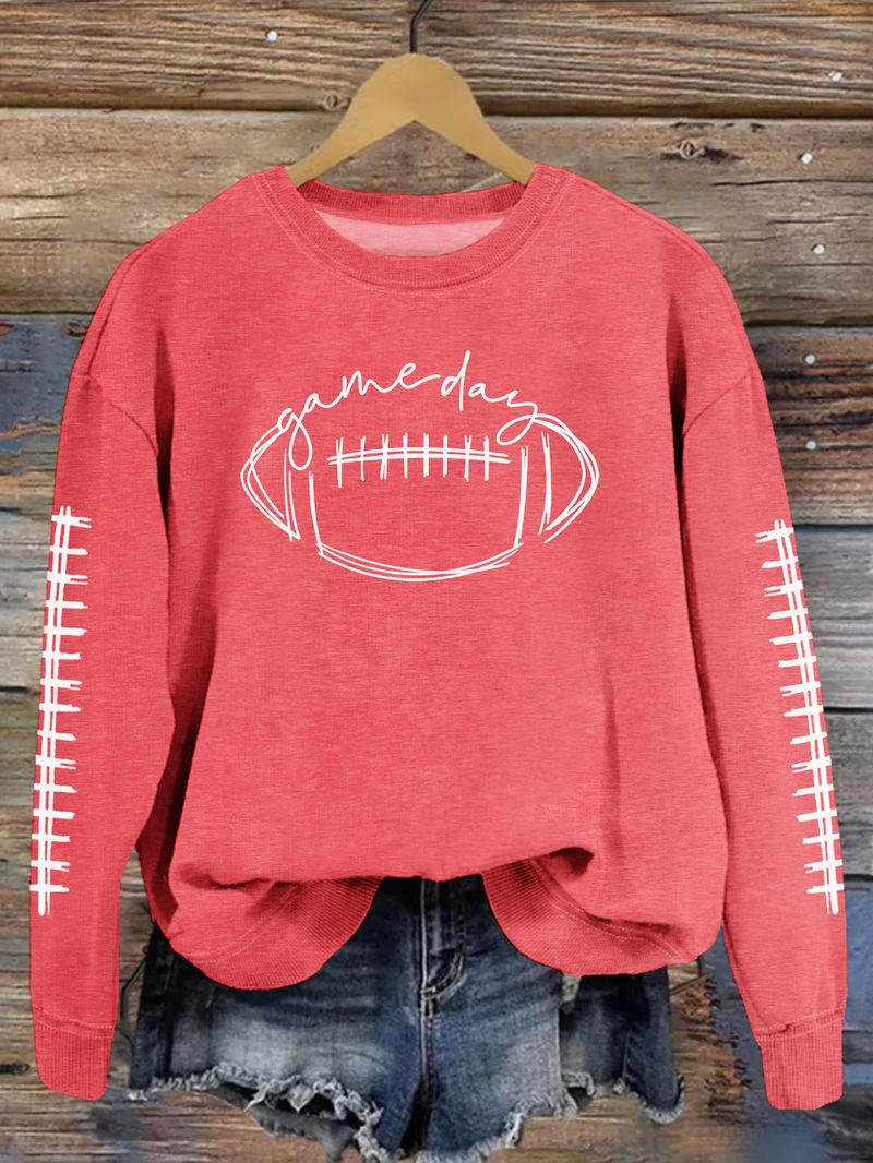 Women's Clothing new autumn game day print fashion sweater spot trend long sleeve_autovado.com