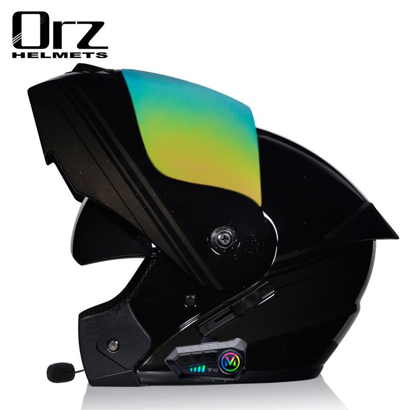 Motorcycle Accessories & Parts Bluetooth Helmet Men's and Women's Flip Up Helmet Personality Cool Double Lens Summer Internet Celebrity Hat_autovado.com