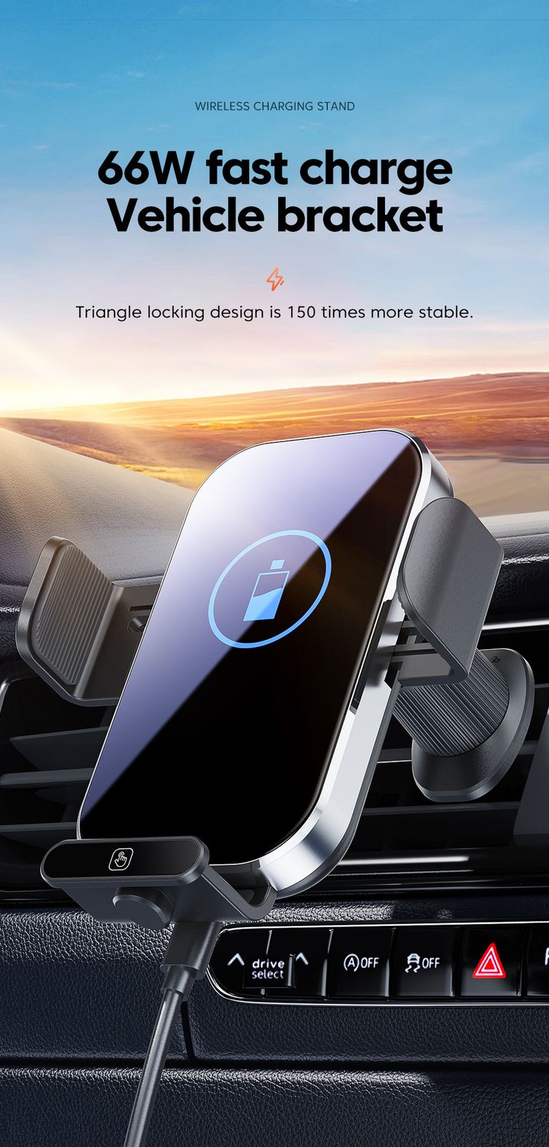 X10s NeW 66W Wireless Super Fast Charging Car Charger Smart Sensor Multi-function Smart Mobile Phone Holder_autovado.com