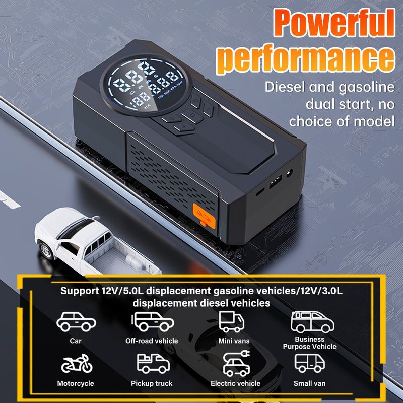 10800mAh 4 In 1 Car Jump Power Bank Pump Tire Air Compressor 12V Emergency Jumper Starter_autovado.com