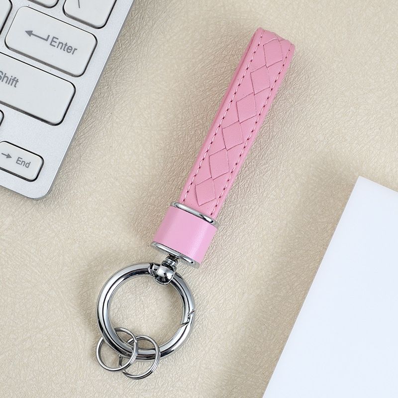 Version Car Keychain Diamond Pattern Leather Rope Luggage Pendant Fashion Couple Metal Key Chain Female Pendant_autovado.com