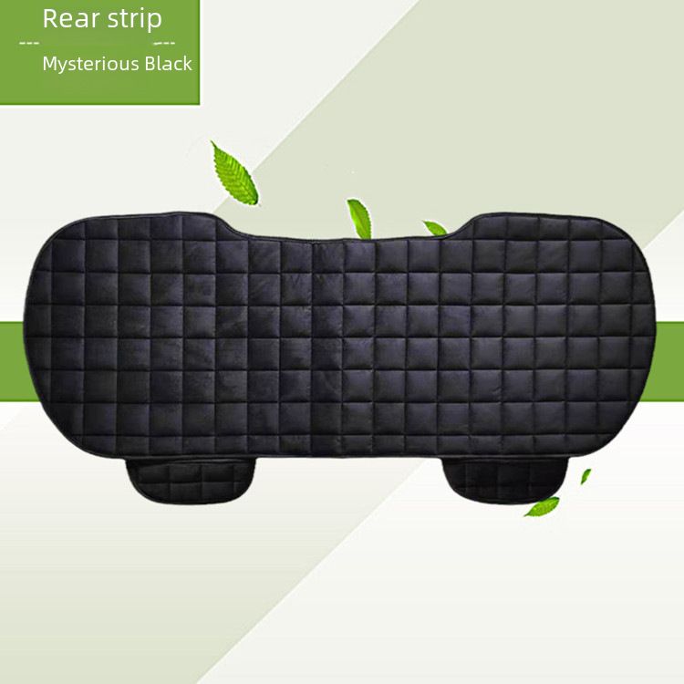 Winter car seat cushion no backrest square embroidered plush tie-free warm three-piece front and rear row single seat cushion_autovado.com