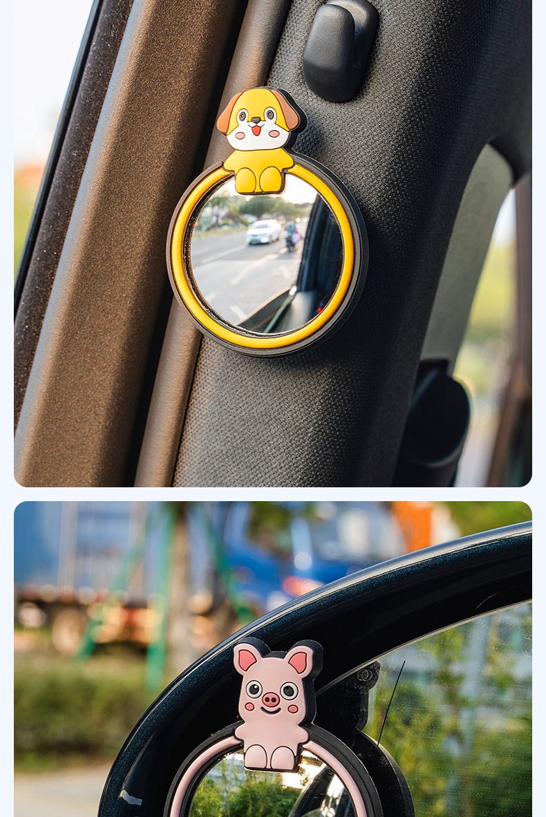 Rearview Round Mirror Reversing Aid Spot Reflection Assist Blind Area 360 Degree Cartoon Ultra-Clear Small Car_autovado.com