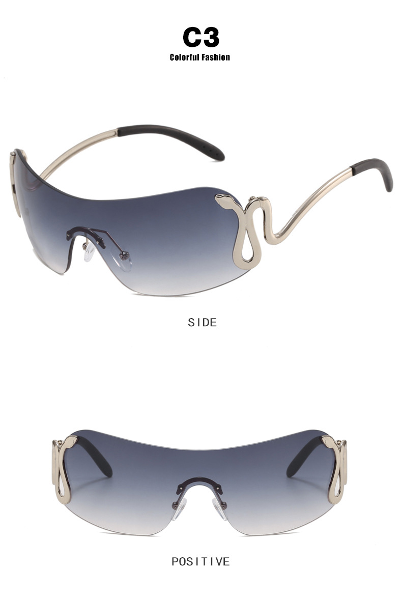 Unisex Spirit snake one-piece sunglasses Fashion personality sunglasses Fashion Y2K sunglasses_autovado.com