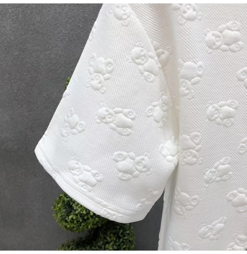 Men's clothing Bear embroidered short-sleeved T-shirt for young men handsome round neck T-shirt summer new men's cartoon_autovado.com