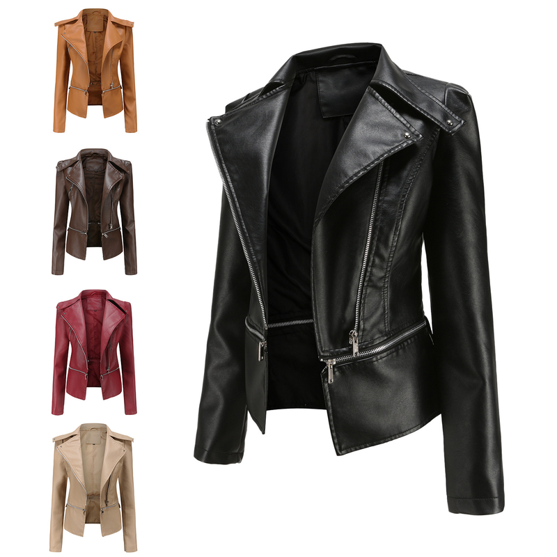 Women's Clothing Leather Jacket With Detachable Hem Fashion Casual Jacket_autovado.com