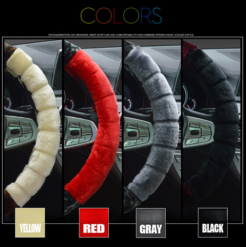 New Car Short Plush Winter Non-Slip Warm Universal Steering Wheel Cover_autovado.com