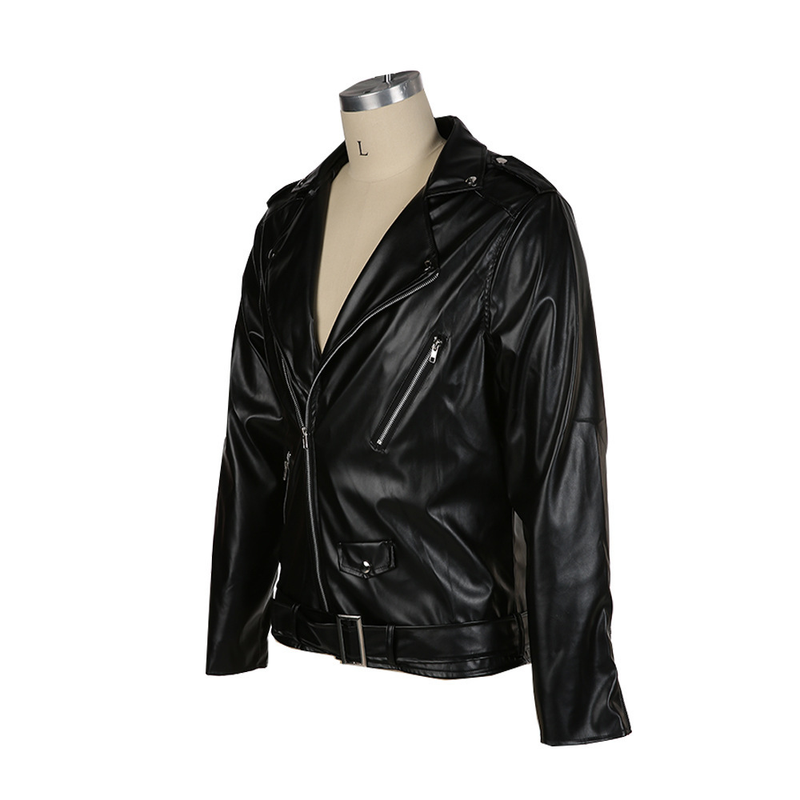 Men's autumn and winter new leather jacket with fashionable lapel zipper motorcycle leather jacket_autovado.com