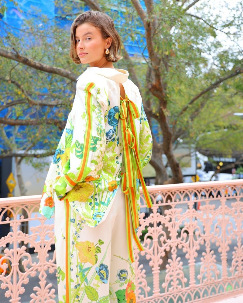 Women's Clothing new printed holiday long sleeved two piece suit INS loose casual trousers suit _autovado.com