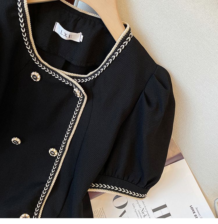 women's clothing fat mm Xiaoxiang style casual shorts contrast color tops slim temperament two-piece suit_autovado.com