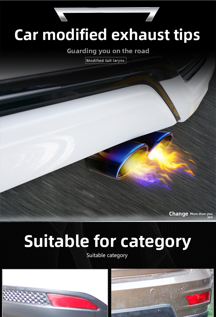 Stainless Steel Muffler Gas Cover Decoration Single Car Exhaust Pipe Universal Tail Throat_autovado.com