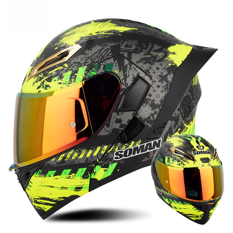 Double lens visor helmet four seasons riding warm safety helmet_autovado.com