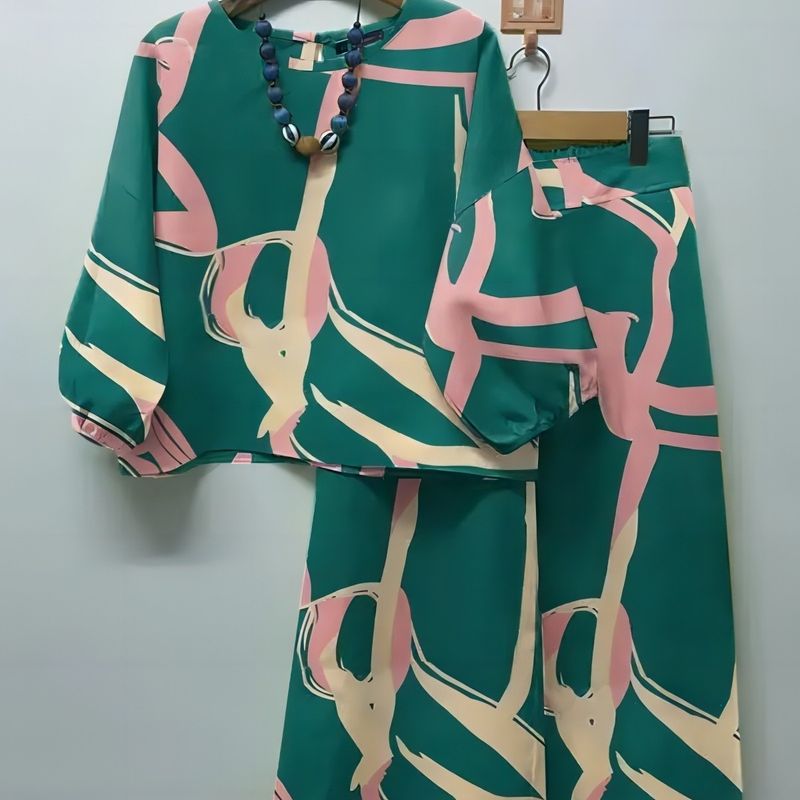 Women's fashion casual with suit shirt wide-leg pants 2-piece set_autovado.com