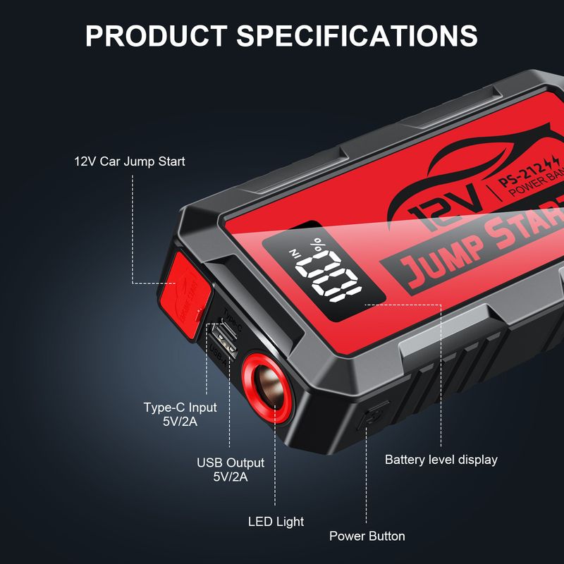 Hot-Selling Emergency Jump Starter Power Bank 12V 6000A Large Capacity Car Battery Ignition Tool_autovado.com
