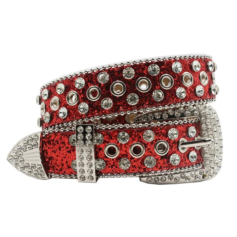 HOT New Western Diamond Studded Bling Rhinestone Belt Cowboy Cowgirl Cinto De Strass Skull For Women Men Fashion Ceinture_autovado.com