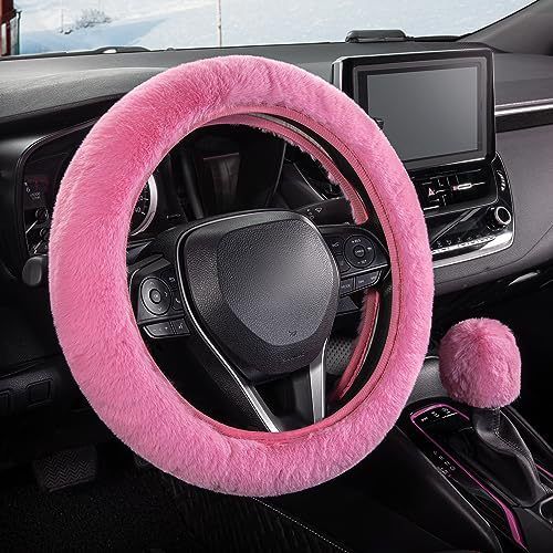 Plush Steering Wheel Cover Rabbit Fur Elastic Winter Warm Non Slip Handle Cover Unisex_autovado.com