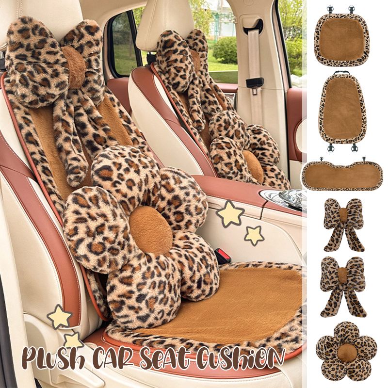 Fashion Print Car Soft Plush Leopard Steering Wheel Cover Winter Women Auto Interior Accessories Seat Pad_autovado.com
