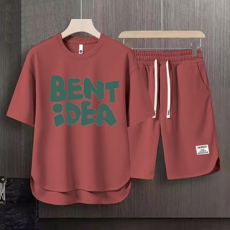 Men's Clothing 2024 Waffle Casual Summer Suit Men's Loose Teen Short sleeved T shirt Shorts Handsome Two piece Suit_autovado.com