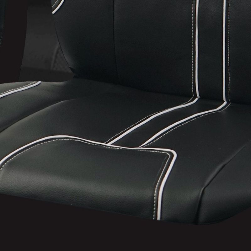 The new car seat cover classic black PVC inlay line design sense personality simple atmosphere_autovado.com