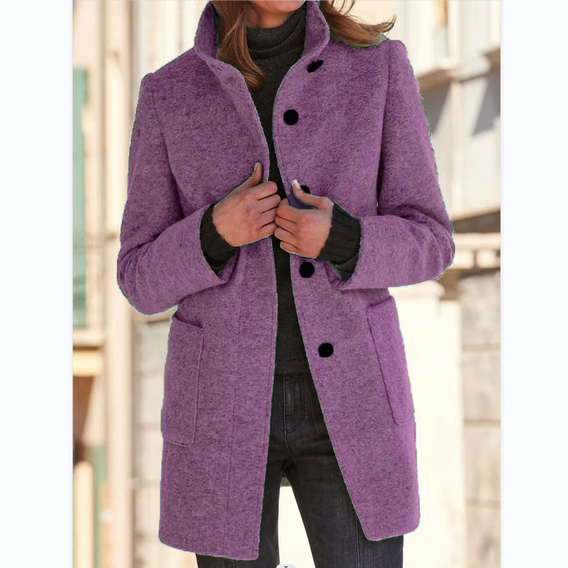 Women's vintage button-up woolen coat_autovado.com