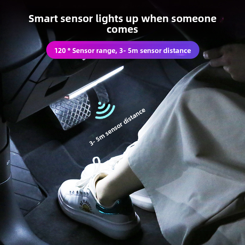 LED Ambient Car Interior Modification Decoration Wireless No Wiring Automatic Intelligent Sensor Footwell Light_autovado.com