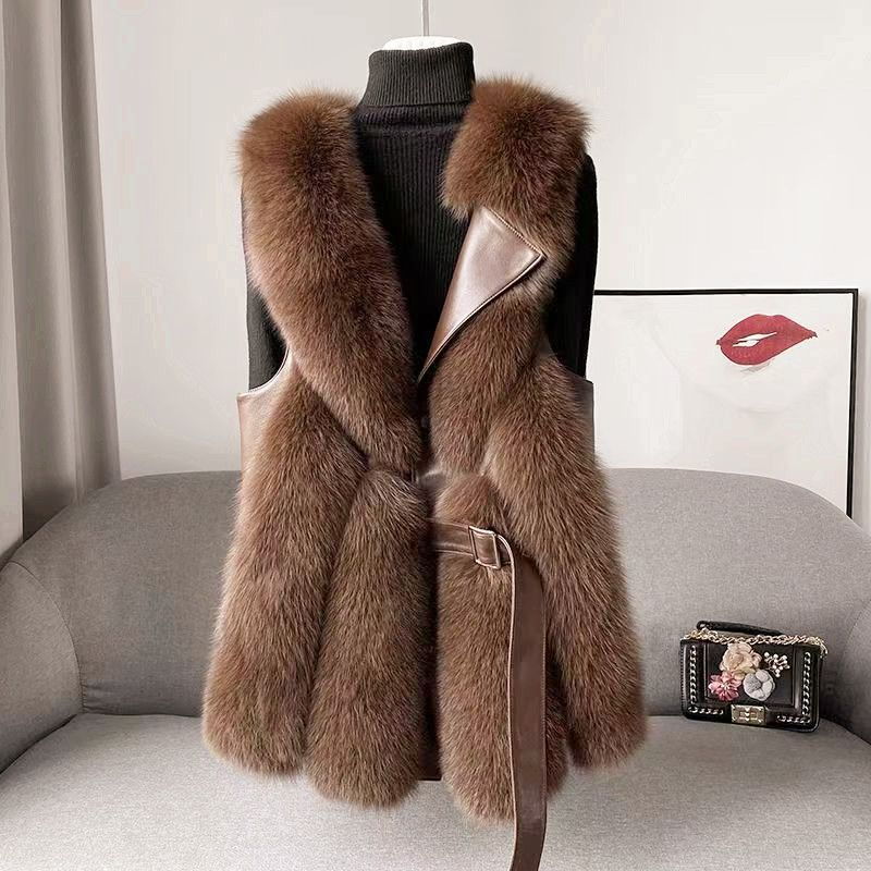 Women's imitation fox fur vest fashion coat_autovado.com