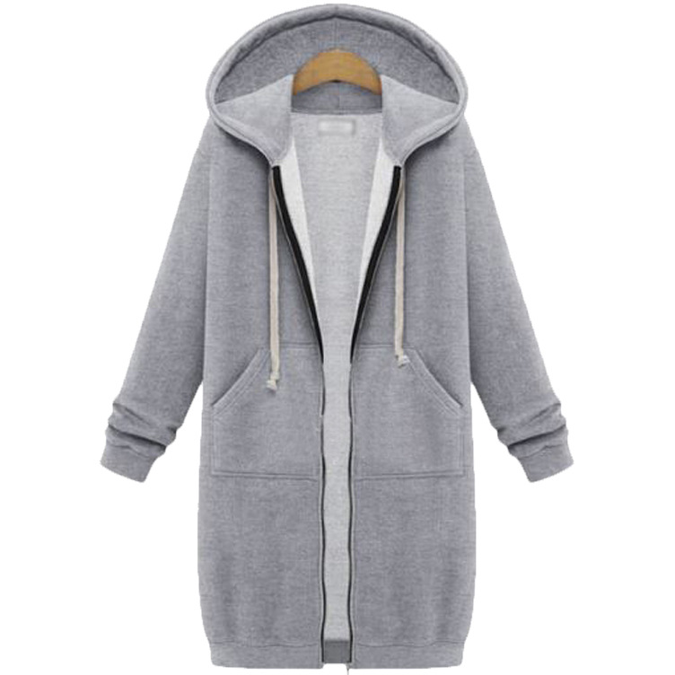 Women's Clothing Autumn and Winter Women's Clothing Hooded Long Sleeve Mid Length Sweater Fleece Long Coat_autovado.com
