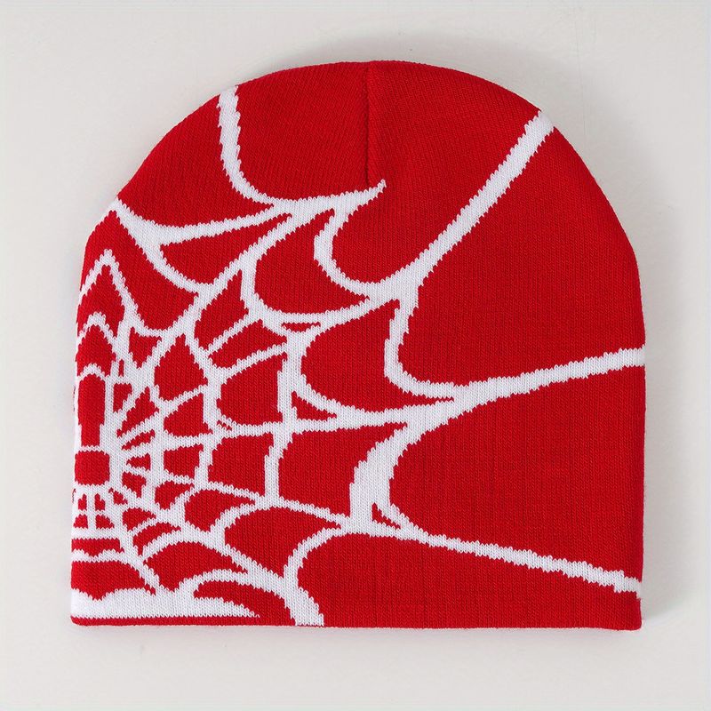 Hot Sale 2023 New Goth Spider Web Jacquard Beanie Caps Y2k Knitted Warm Hip Hop Unisex Elastic Knit Hat Skull Cap for Women Men_autovado.com