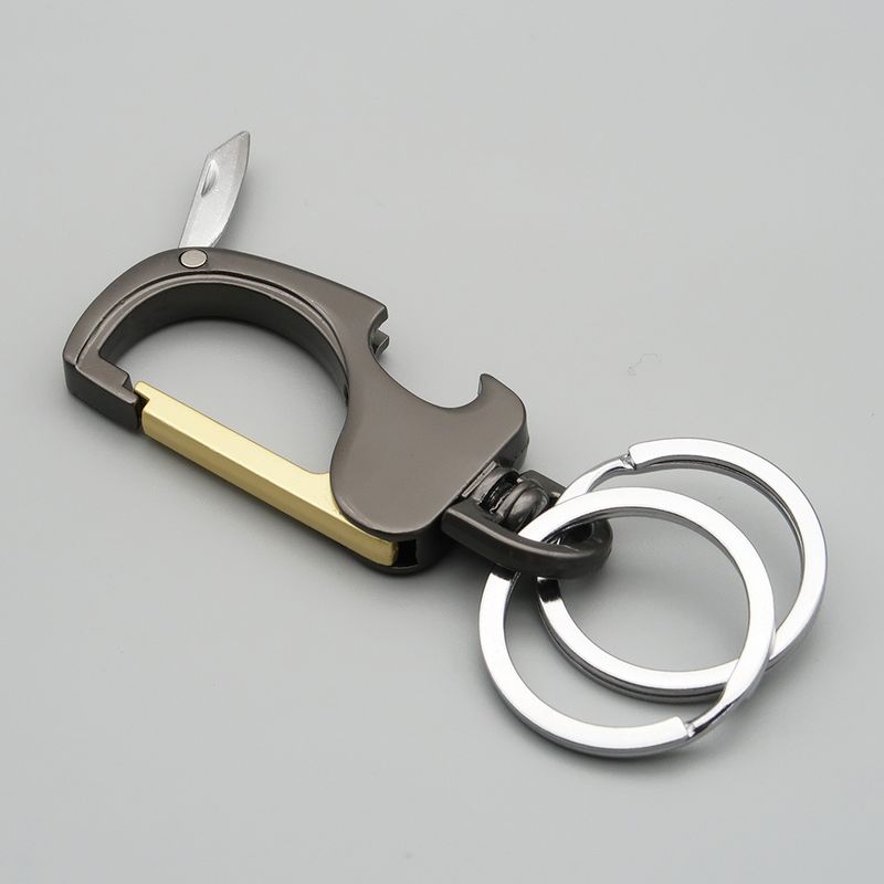 Multifunctional Creative Bottle Opener Knife Keychain Men's Business Waist Hanging Zinc Alloy Laser Engraved Key Ring_autovado.com